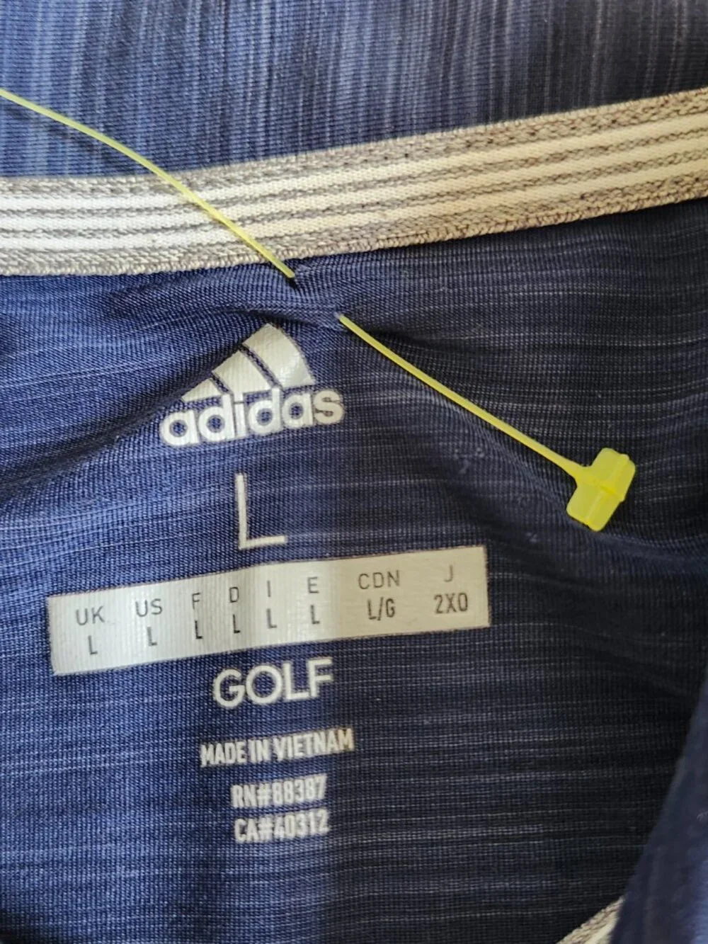Adidas Golf Mens L Golf Shirt Polo Short Sleeve Navy Blue & Gray